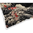 thumbnail image 5 of Japanese Wave Cherry Blossom Throw Blanket, Vintage Japanese Crane Wildlife Animal Red Sun Ocean Wave Anime Soft Warm Flannel Black Blanket for Bed Sofa,40X50, 5 of 5