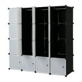 thumbnail image 2 of QXDRAGON  Modular Book Shelf Organizer Units, 16-Cube DIY Plastic Clothes Cubby Closet Cabinets Shelves Organizers with Door, Black, 2 of 9