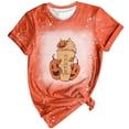 thumbnail image 1 of Tops Para Mujer Elegante Blusa Casual Camisas Manga Corta Corbata Digital Impresión Cuello Redondo Camiseta Suelta Odeerbi  ODB169053, 1 of 5