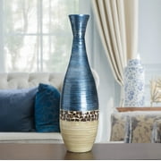 Tall Floor Vases Elements 30 Inch Tall Blue And Cream Bamboo Lacquer Vase