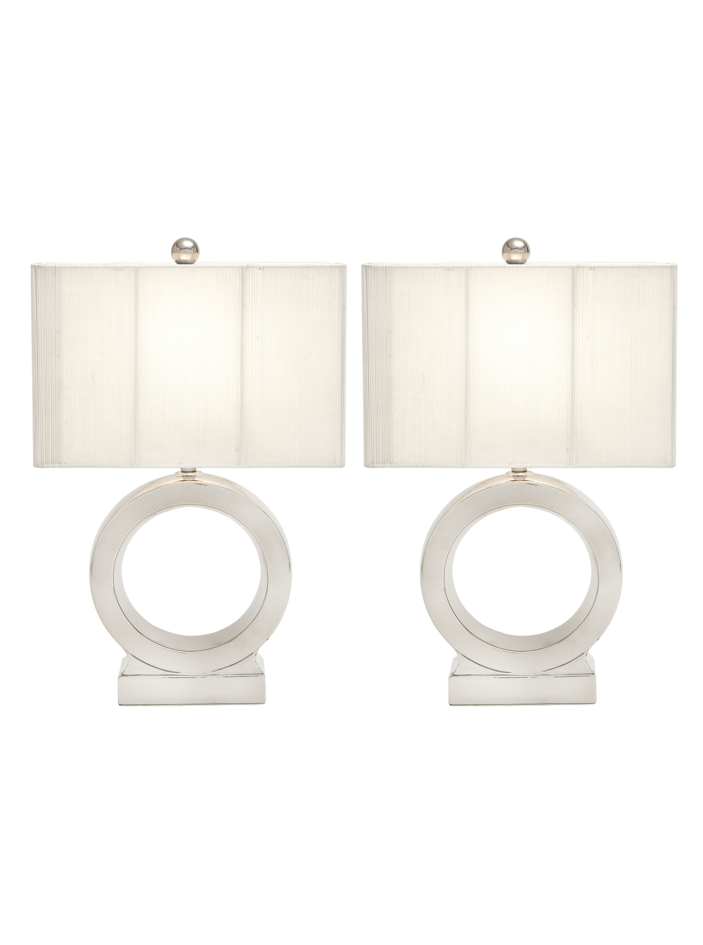 CosmoLiving by Cosmopolitan Silver Ceramic Glam Table Lamp 24", Set of