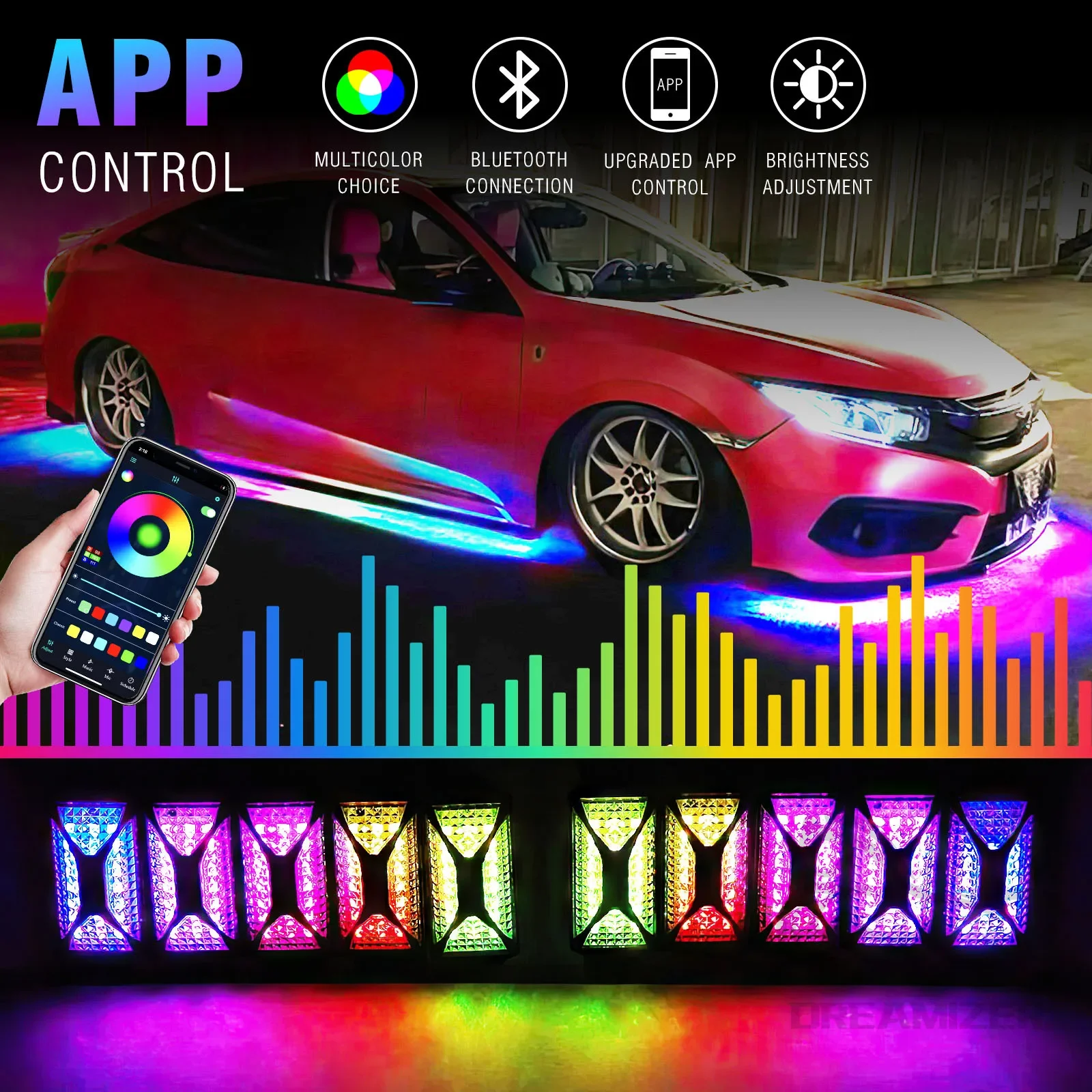 Rock Lights for Trucks, 10 Pods RGB LED Rock Light with APP/Remote Control, Music Mode,Underglow Light Kit,Waterproof IP68 Rock Neon Light Kits for Jeep Offroad RZR SUV ATV UTV