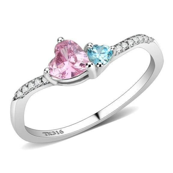 Rings for Women Silver 316L Stainless Steel DA384Q - AAA Grade Cubic Zirconia in Multi Color