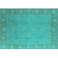 thumbnail image 1 of Ahgly Company Machine Washable Indoor Rectangle Oriental Turquoise Blue Industrial Area Rugs, 7' x 9', 1 of 4