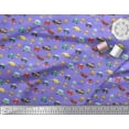 thumbnail image 2 of Soimoi Polyester Crepe Fabric Cartoon Girl & Car Transport Print Fabric by Yard 52 Inch Wide, 2 of 3