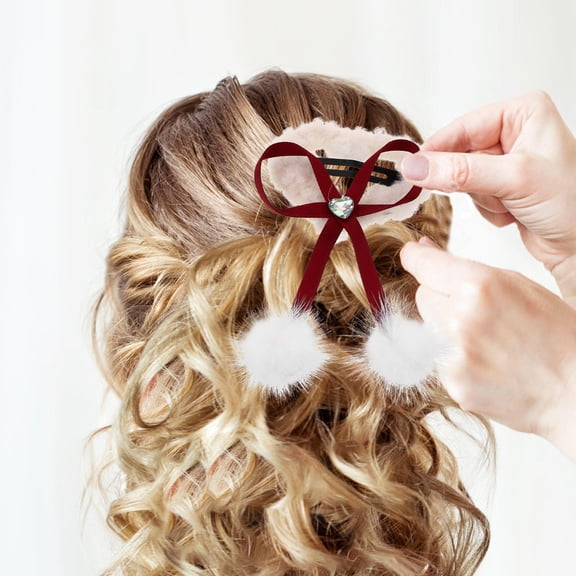 OULII Heart Clips for Hair Styling Hair Clips Plush 2Pcs Women Valentines Day Accessories