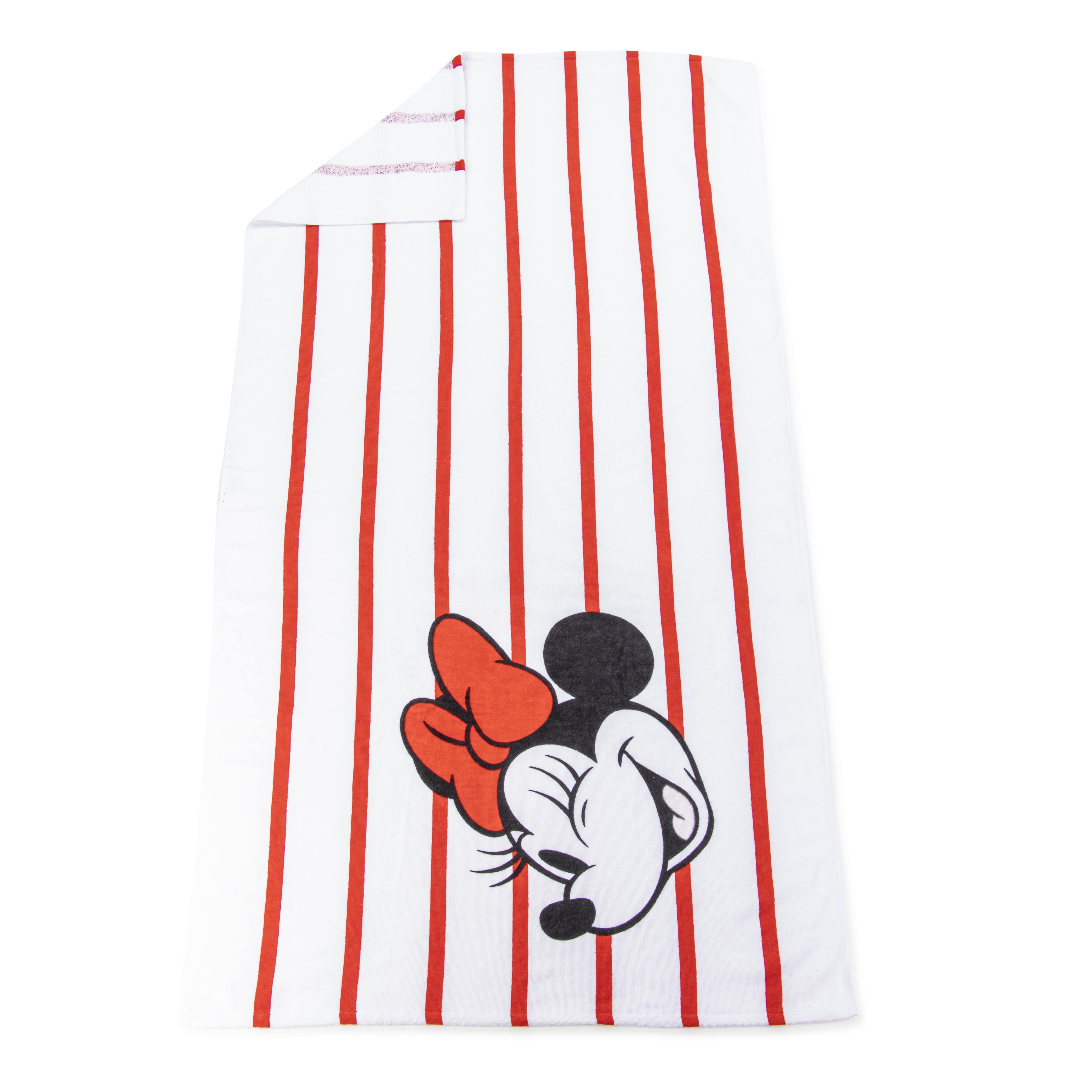Minnie Mouse Vintage Wink 34" x 64" Oversized Bath Towel, Cotton, White & Red, Disney