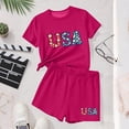 thumbnail image 6 of ITSAME Girls 4th of July Outfits 2-Piece, Crewneck T-Shirts and Shorts USA Print Summer Casual Clothes Set Hot Pink Size 10, 6 of 6