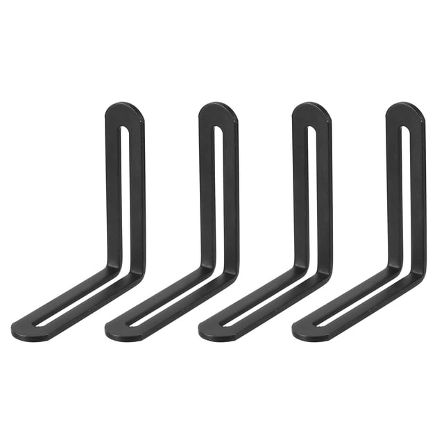 Unique Bargains Code d'Angle Réglable 4 Pack 80x80mm - Acier Inoxydable 90 Degrés L-forme Corset d'Angle, pour Fixe (Noir)