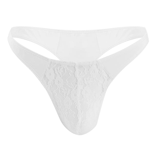 GDREDA Lingerie pour Hommes Dentelle Personnalité Mode Décontractée Aguichant Mini String sous-Vêtements Dentelle T Pantalon Blanc, Taille Unique