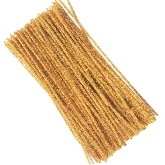 BESTSKY 100pcs Gold Glitter Pipe Cleaners Chenille Stems Pipe Cleaning Sticks For Kindergarten And Home Use Sparkly Craft Supplies