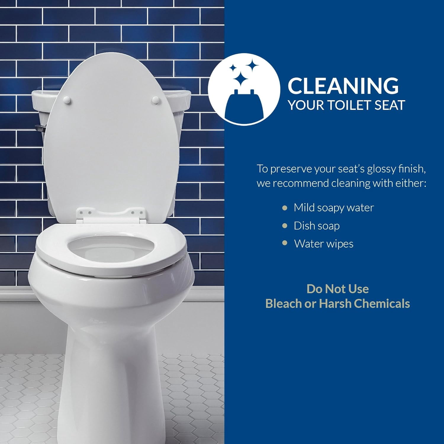 CHURCH Toilet Seat, Easy Clean Hinges Release for Deep Cleans, Durable Enameled Wood Seat, Round, Biscuit