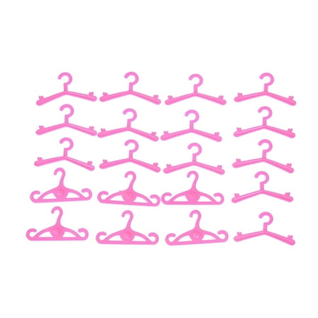BESTSKY 20 Pieces Set Pink Doll Clothes Hangers,Plastic Doll Accessories