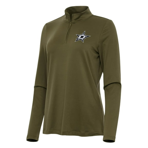 Women's Antigua Olive Dallas Stars Reprocess Quarter-Zip Top