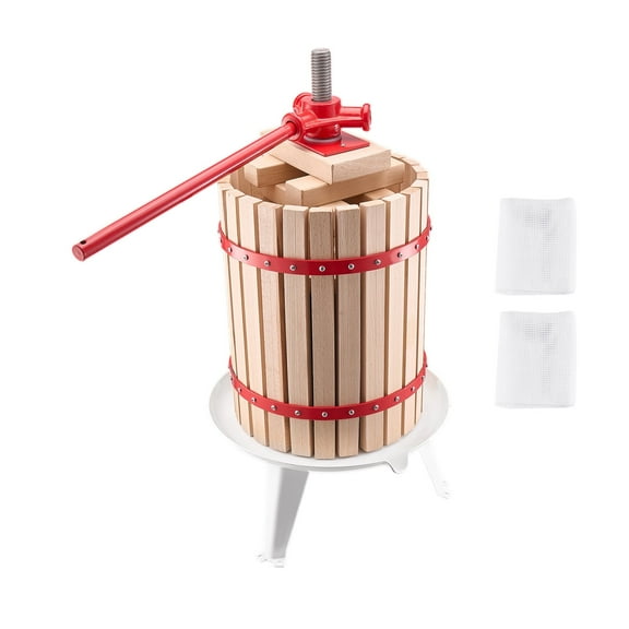KFFKFF 4.75 Gal/18L Fruit Wine Press Wood Basket Wine Making Press Cider Apple Grape Crusher Juice Maker Tool