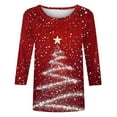 thumbnail image 4 of Christmas Shirts for Women 3/4 Sleeve Tops Graphic Print Crewneck T Shirts Casual Loose Pullover Tunic Tops Cute Xmas Party Blouse, 4 of 4