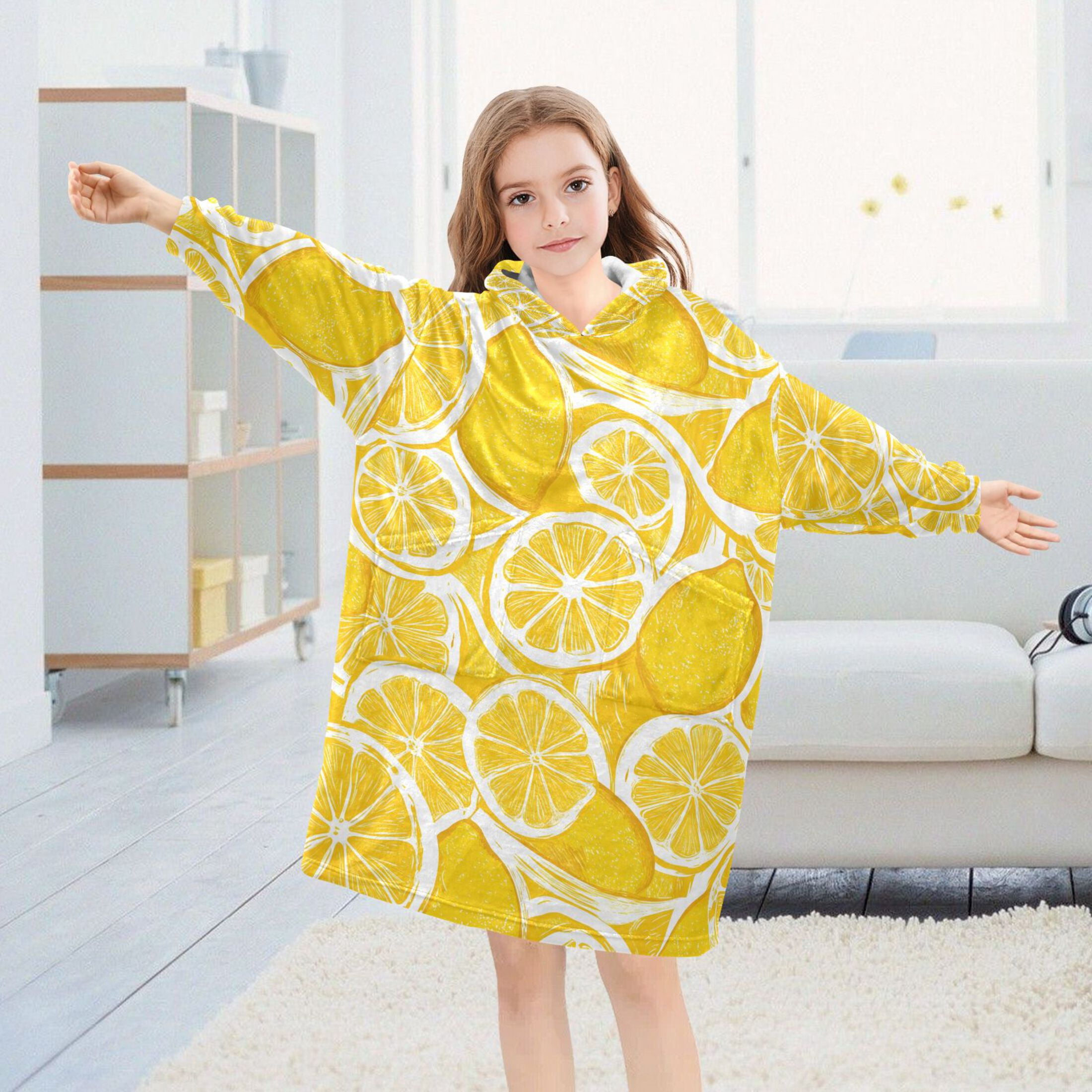 joogoo Wearable Blanket Hoodie for Lemon Fruits Oversized Sherpa Hooded 3-14 YR M