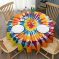 thumbnail image 3 of Colorful Rainbow Tie Dye Spiral Pattern Round Tablecloth 60"x60",Wrinkle Wipeable Table Cloth for Kitchen Dining Room Picnic Patio Party, 3 of 6