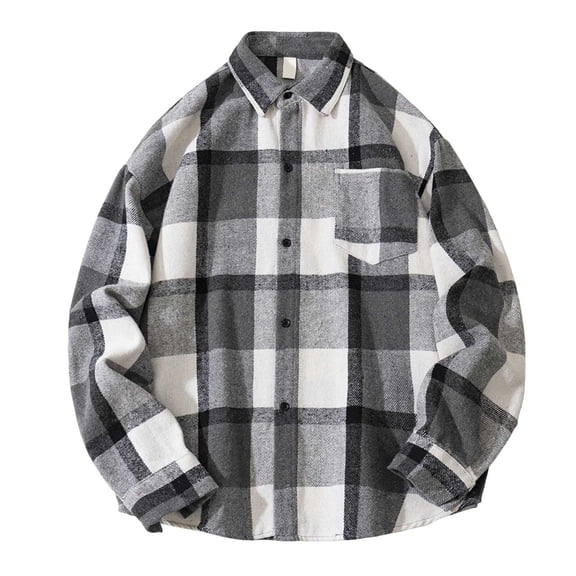 GXWEA Flannel Shirts For Men Casual Shirts For Men Mens Flannel Shirts Long Sleeve Lightweight Plaid Shirt Casual Button Down Shirts Jacket M