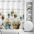 thumbnail image 2 of No Hook Shower Curtain, Spring Daisy Shower Curtains for Bathroom with See Through Top Window, Country Botanical Floral Wooden Grain Waterproof & Washable Bath Curtain Standard 72"x72", 2 of 9