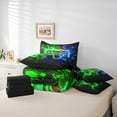thumbnail image 6 of Manfei Modern Catoon Gamepad 7-Piece Twin Bedding Sets for Teen, Video Gaming Lover Bedding Comforter Set, Neon Stripes Abstract Reversible Sheet Sets, Luxury Bedroom Decor, 6 of 8