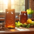 thumbnail image 6 of Amber Glass Mason Jars, 32oz Wide Mouth Jars 6 Pcs, Air Tight, Leak Resistant, Large Canning Jars, Quart Mason Jars for Canning, Storing Food, Spices, Meal Prep and Overnight Oats, 6 of 8