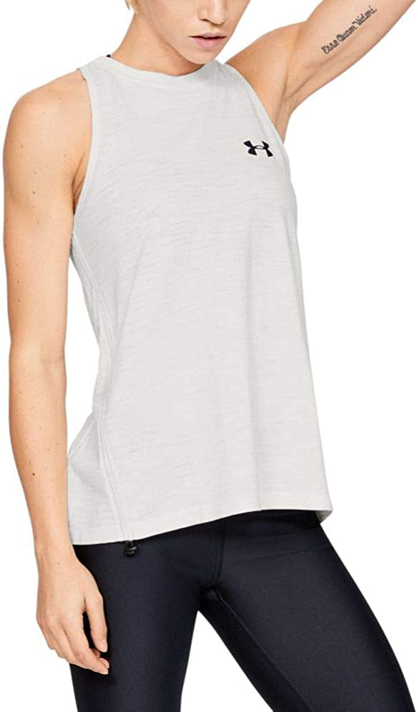 Under Armour Women's White Charged Cotton Graphic Racerback Athletic Tank Top L 