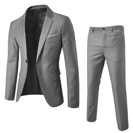 BSDJILFG Young Mens Dress Suits 2-Piece Business Casual Sets Regular Fit Dress Jacket and Matching Pant for Evening Party