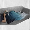 thumbnail image 5 of Fantasy Soft Flannel Fleece Throw Blanket, Boy Climbing to the Moon Rope and Girl on Bench Love Romance Art, Cozy Plush for Indoor and Outdoor Use, 50" x 60", Teal and White, by Ambesonne, 5 of 5