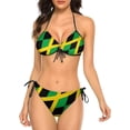 thumbnail image 1 of NICKSUN Women's Jamaica Flag Print Bikini Set, 2 Piece Swimsuits String Halter Triangle Bathing Suits, 1 of 6
