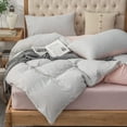 thumbnail image 4 of PURE ERA Classic Striped 3 pc Duvet Cover Set Jersey Knit T-Shirt Cotton Ultra Soft Grey Pink Pinstripe King, 4 of 6