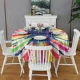 thumbnail image 2 of Colorful Paint Burst Pattern Round Tablecloth 60"x60",Wrinkle Wipeable Table Cloth for Kitchen Dining Room Picnic Patio Party, 2 of 6