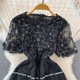 thumbnail image 4 of Vestido informal de malla ahuecada con lentejuelas para verano, exquisito vestido elegante de encaje de estilo social, corte en A, 4 of 5