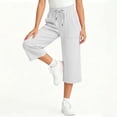 thumbnail image 4 of Qabnzmfo Capri Pants for Girls Casual Drawstring Wide Leg Cropped Pant with Pockets Summer Elastic Waist Capris, 4 of 9