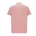 thumbnail image 4 of lkfuzj Men's Solid Color Sport Shirt With Button Round Neck Short Sleeve Top/Shirt Stylish Shirts Tops For Men And Boys Cool Men And Boys's Tops Pink, 4 of 5