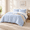 Blue White-Full, variant on - Stripedforter Set Ticking Stripe Vertical Pinstripe Neutral Farmhouse Pattern Printed Soft Lightweight Bedding 3 Pieces Blue Wh