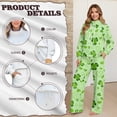 thumbnail image 7 of SCRAWLGOD St. Patrick's Day Shamrock Heart Print Green Women 2 Piece Outfits Fall Winter Stylish Turtleneck Drawstring Top Wide Leg Pants Lounge Set Leisure Travel Vacation Clothes Sweatsuits, L, 7 of 7