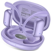 Wireless Earbuds,Bluetooth 5.4 Headphones for iPhone Android 90Hrs Playtime IPX7 Waterproof Open-Ear Stereo Earphones Headset Noise Cancelling True Wireless Earbuds w/ Ear Hooks&Charging Case,Purple