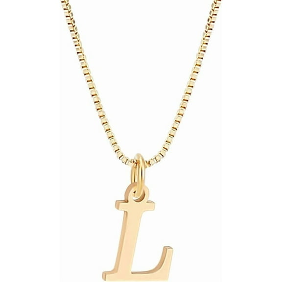 Gold Golden Initial Necklace for Women Dainty 304 Stainless Steel Letter A-Z 18"with Box Chain Necklace Personalized Monogram Name Necklace for Women Trendy DIY