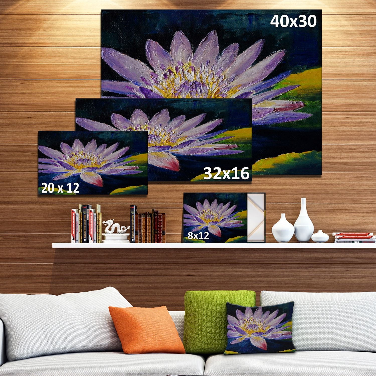 Design Art Purple Lotus Flower Canvas Print