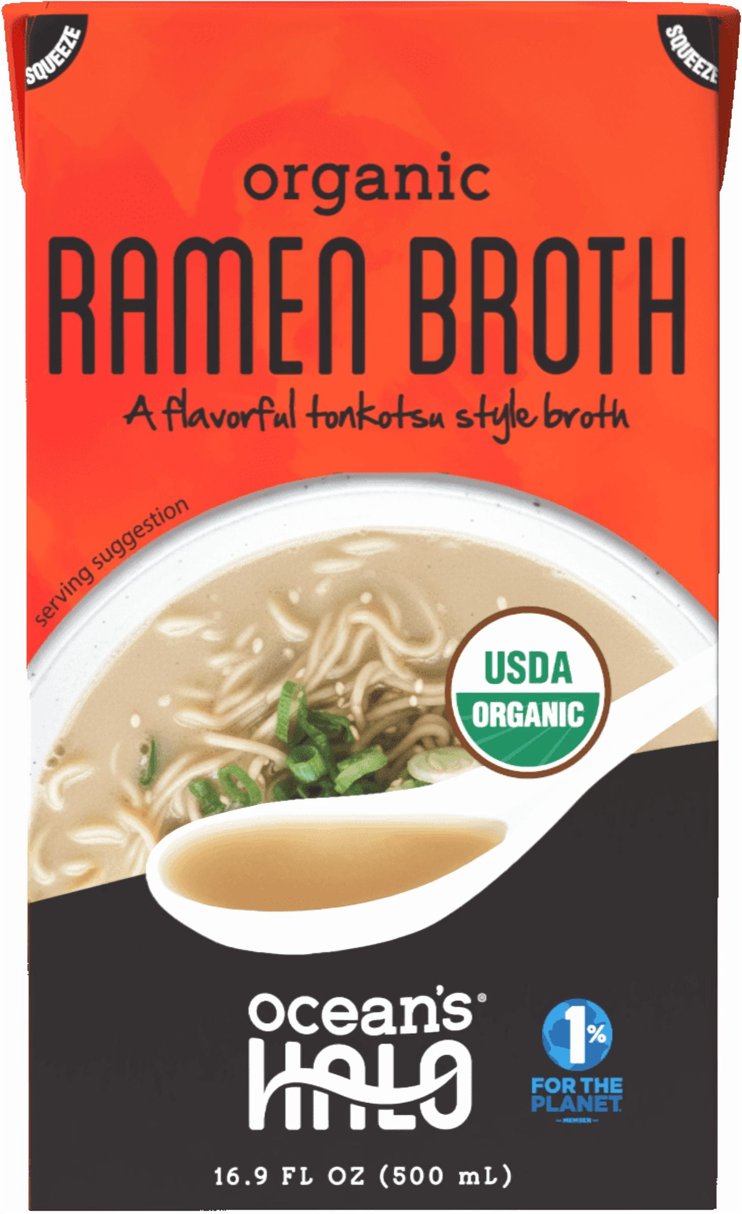 Ocean's Halo, Organic Ramen Broth, Vegan, Shelf-Stable, Heat and Serve, 500 mL.
