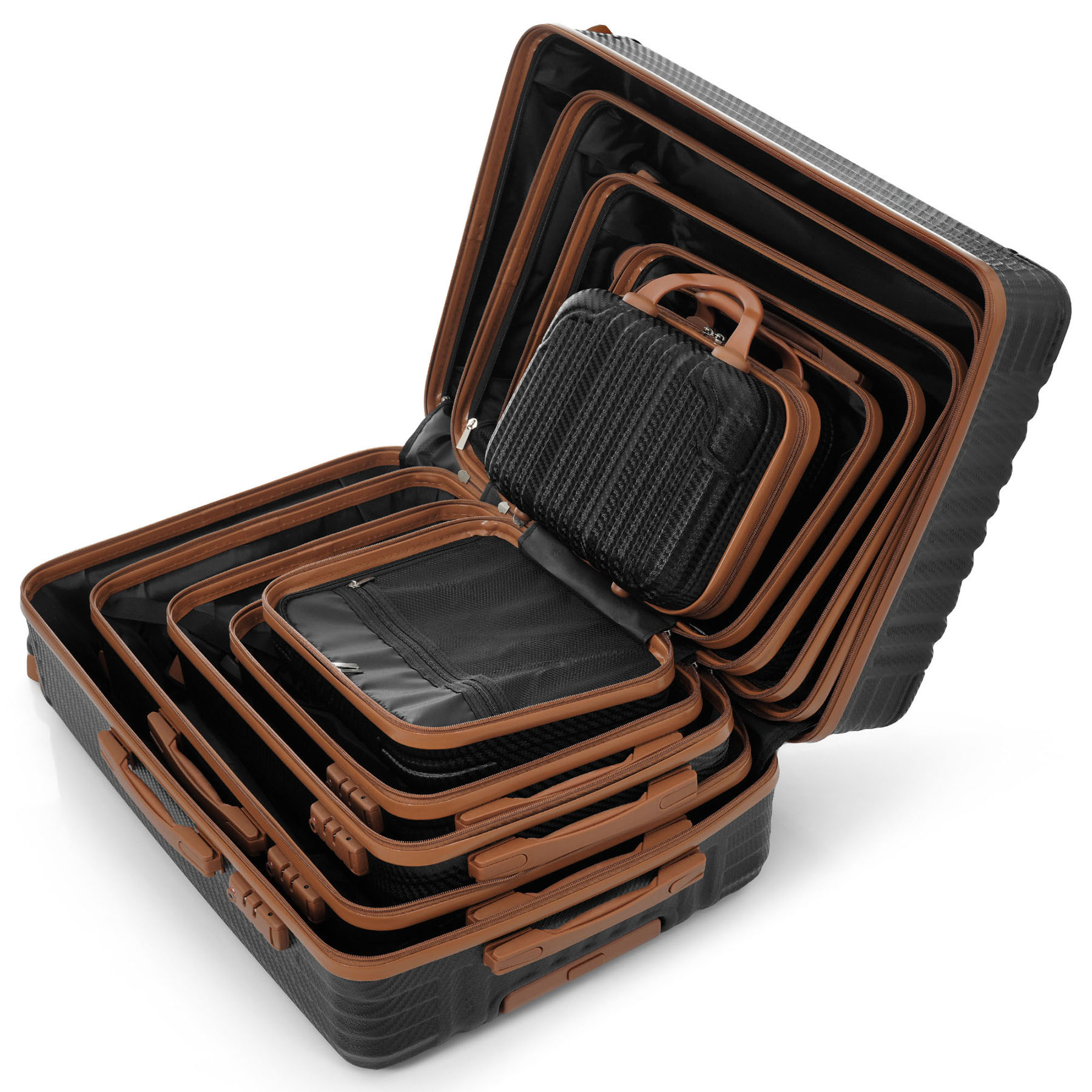 S-HOME 6-Piece ABS Hardshell Luggage Set with Spinner Wheels, Includes Carry-On and Checked Sizes with TSA Locks