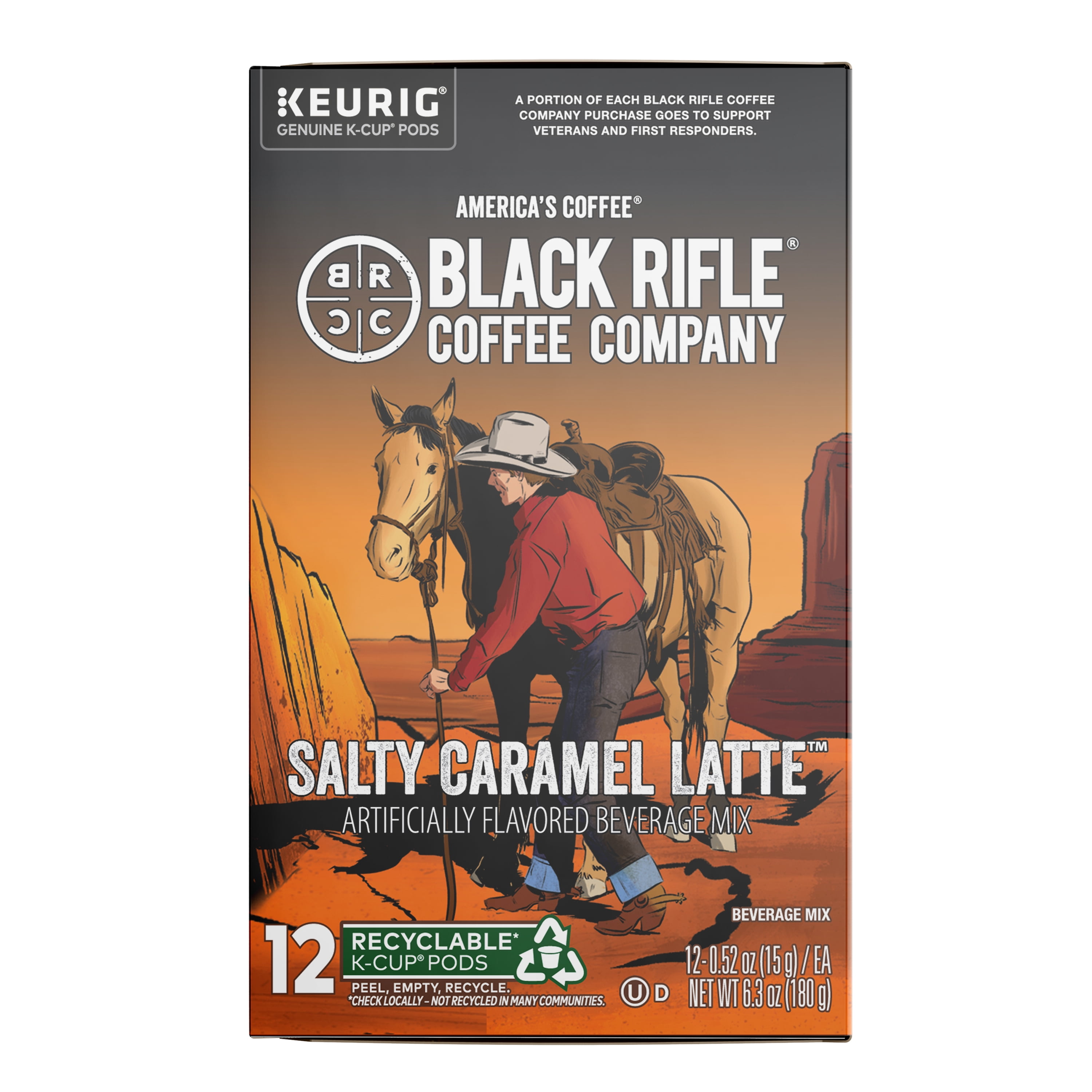 Black Rifle Coffee Company Salty Caramel Latte Keurig K-Cup Pods, Medium Roast, 12 Ct