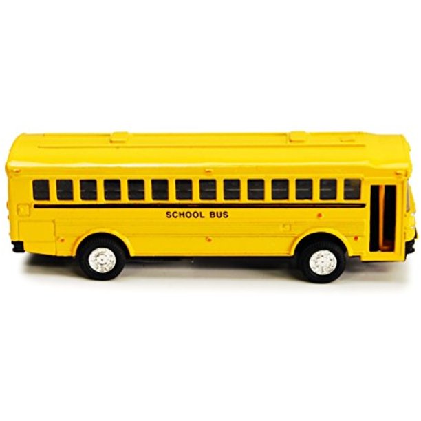 Flat Nose Yellow School Bus Metal Die Cast Toy with Pull Back 5 inch