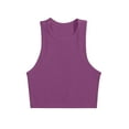 thumbnail image 1 of Penkiiy Women's Ribbed Knit Sleeveless Round Neck Slim Fitted Basic Crop Tank Top S Purple, 1 of 3