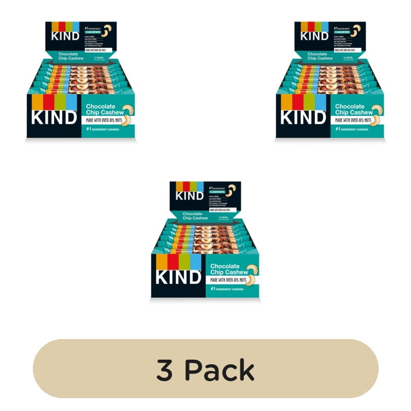 KIND Chocolate Chip Cashew Snack Bar 12 x 40g, British Import (Pack of 3)