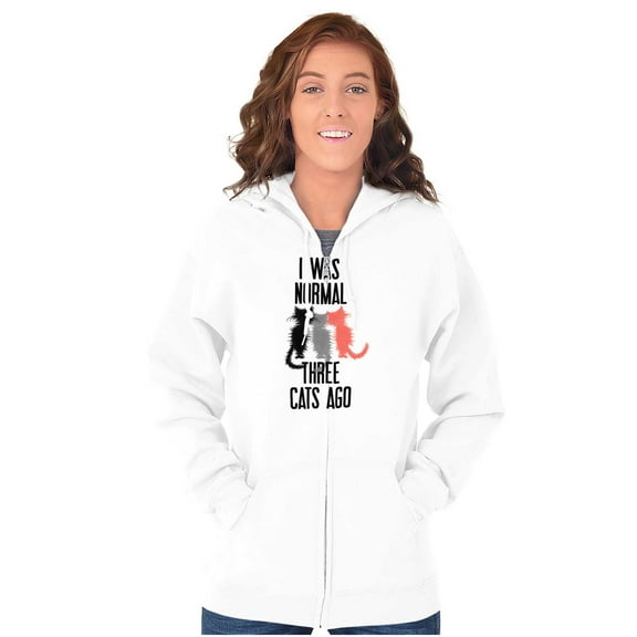 I Was Normal Three Cats Ago Hilarious Zip Hoodie Sweatshirt Women Brisco Brands S