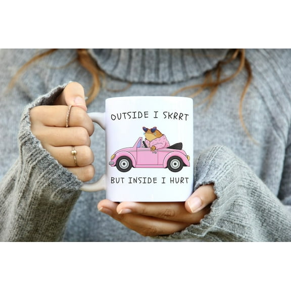 Outside I Skrrt Inside I Hurt, Frog Coffee Mug, Weird Mug, Meme Cup, Funny Frog, Fun Frog Gift, Ceramic Mug 11Oz