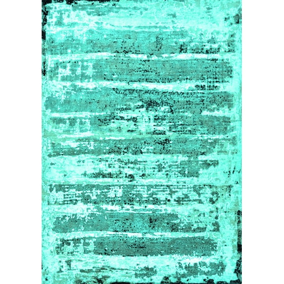 Ahgly Company Machine Washable Indoor Rectangle Oriental Turquoise Blue Industrial Area Rugs, 2' x 3'