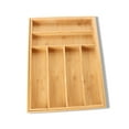 thumbnail image 5 of Expandable Bamboo Silverware Organizer-Kitchen Drawer & Utensil Dividers,Cutlery Tray with Dividers(6-8 Slots),17.7 x13-18.9x 2 inches,Natural Finish, 5 of 7